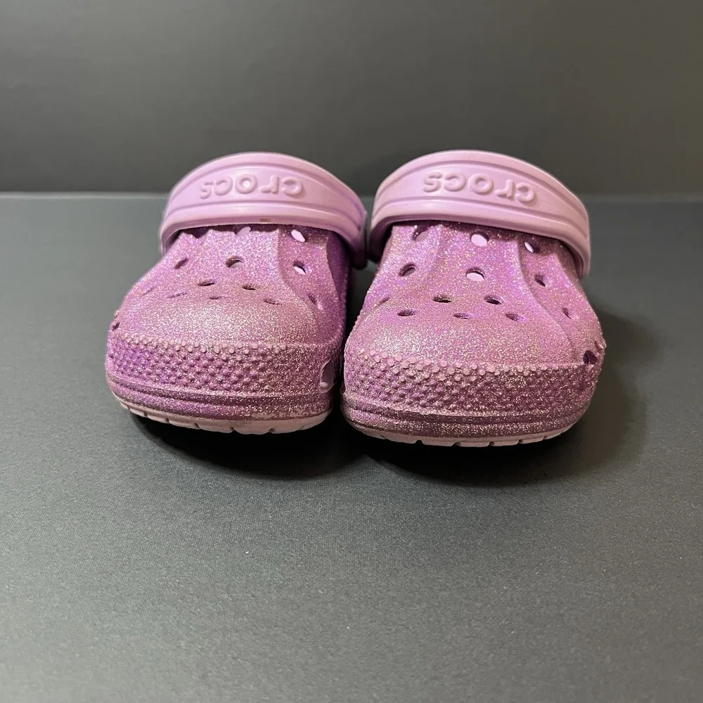 Crocs Kids Classic Purple Space Glitter Clogs Size 8C